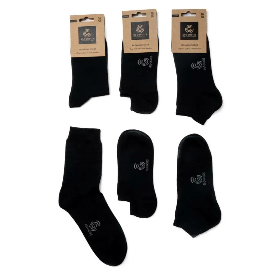 Discount Groundies ® Premium-Socken (Ankle Socks) Schwarz